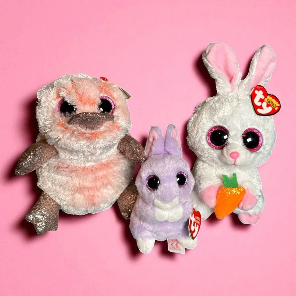 Ty Beanie Boo's Wilma & Brunch Lot of‎ 2 & 1 Basket Beanie April Bunny